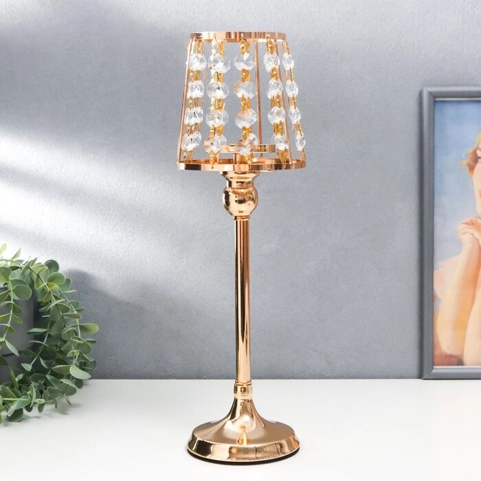 Подсвечник металл на 1 свечу "Кристаллы - Лампа" золото 36х13х13 см от компании Интернет - магазин Flap - фото 1