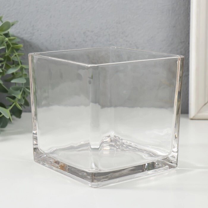 Подсвечник стекло на 1 свечу "Квадратный" прозрачный 12х12х12 см от компании Интернет - магазин Flap - фото 1