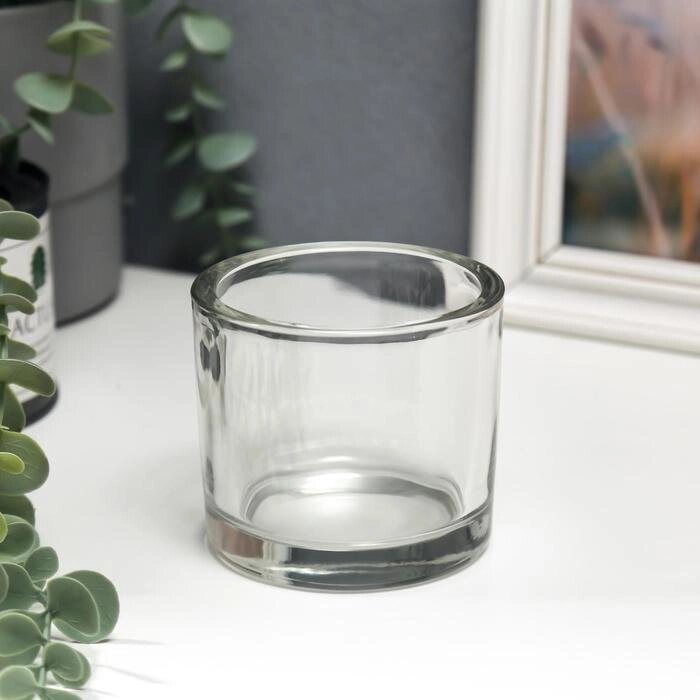 Подсвечник стекло на 1 свечу "Стакан" прозрачный 8х9,3х9,3 см от компании Интернет - магазин Flap - фото 1