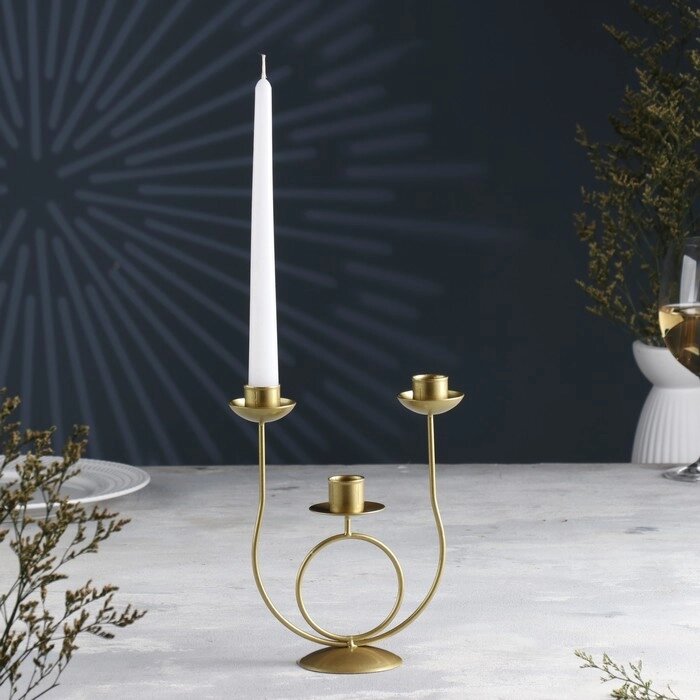 Подсвечник "Трио" металл на 3 свечи, 17х18 см, золотой от компании Интернет - магазин Flap - фото 1