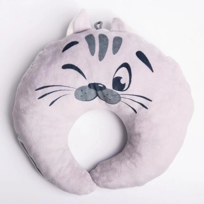 Подушка дорожная детская «Котёнок» для шеи, цвет серый от компании Интернет - магазин Flap - фото 1