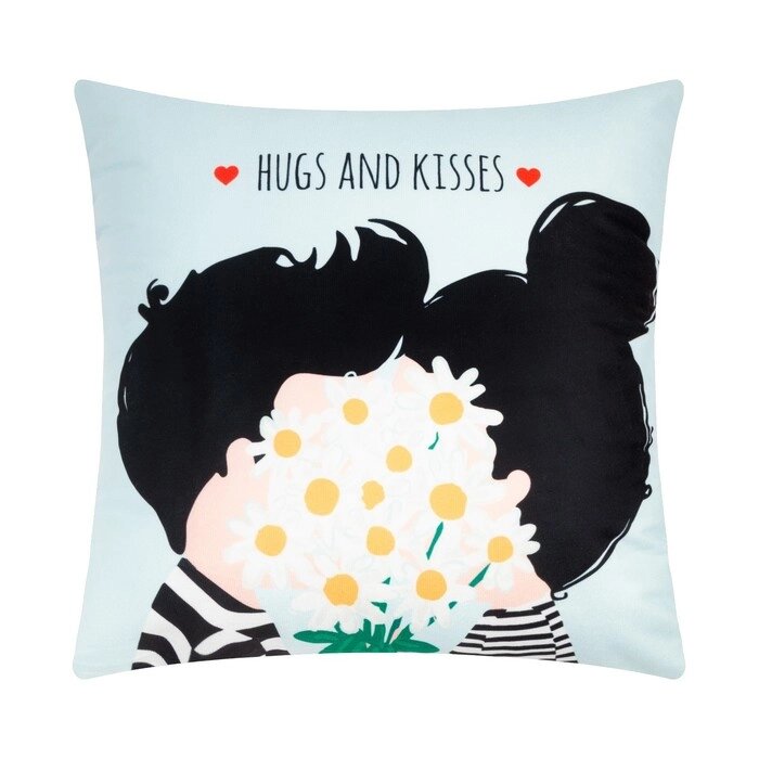 Подушка Этель "Hugs and kisses" 40х40 см, велюр, 100% п/э от компании Интернет - магазин Flap - фото 1