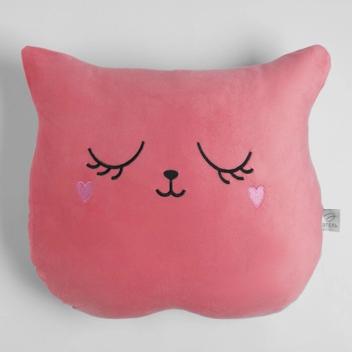 Подушка "Этель" Кошка розовая 48х38см, велюр, 100% п/э от компании Интернет - магазин Flap - фото 1