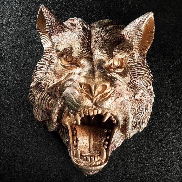 Подвесной декор "Голова волка" бронза 38х30х28см от компании Интернет - магазин Flap - фото 1