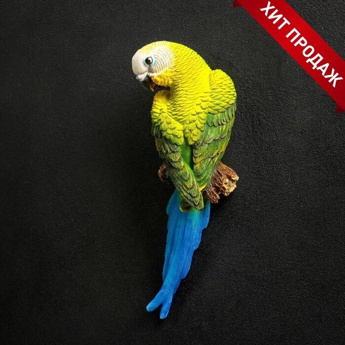 Подвесной декор "Попугай волнистый на ветке" 7х12х29 см от компании Интернет - магазин Flap - фото 1