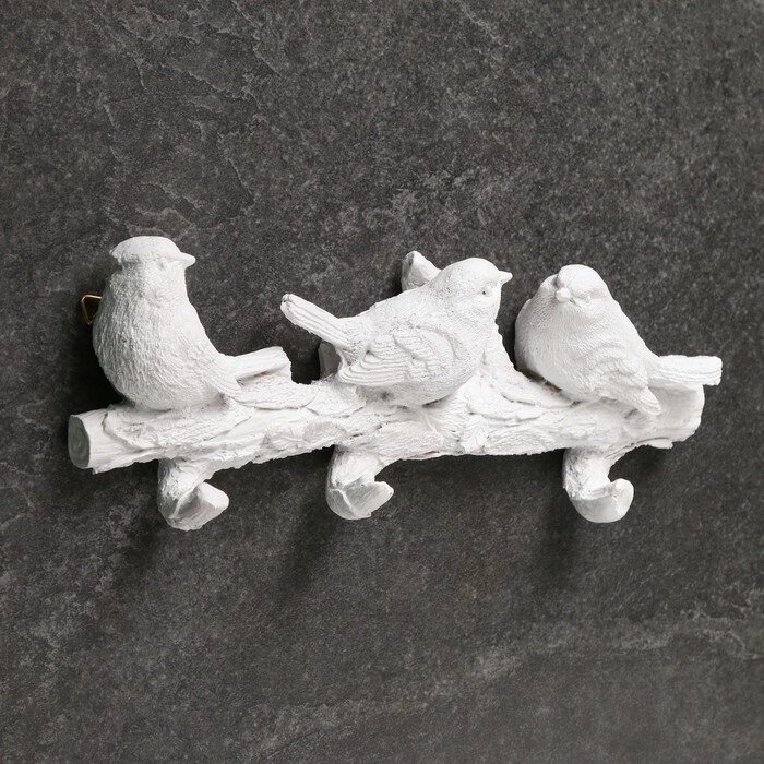 Подвесной декор - вешалка  "Веточка с тремя птичками" белая от компании Интернет - магазин Flap - фото 1