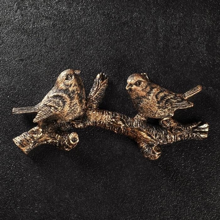Подвесной декор "Веточка с двумя птичками" бронза от компании Интернет - магазин Flap - фото 1