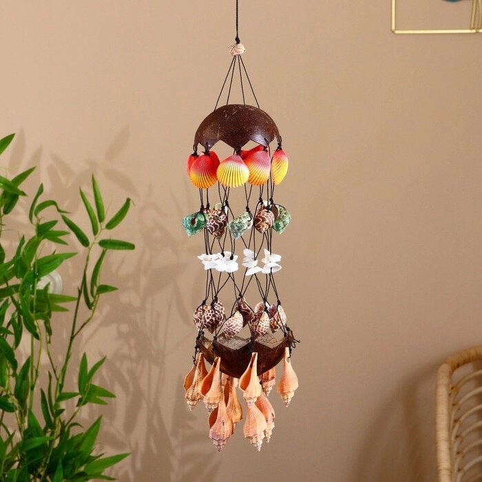 Подвесной сувенир "Дары моря" ракушки, кокос 13х13х65 см от компании Интернет - магазин Flap - фото 1