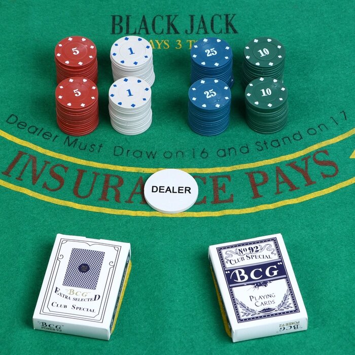 Покер, набор для игры (карты 2 колоды, фишки с номин. 100 шт, сукно 40 х 60 см) от компании Интернет - магазин Flap - фото 1