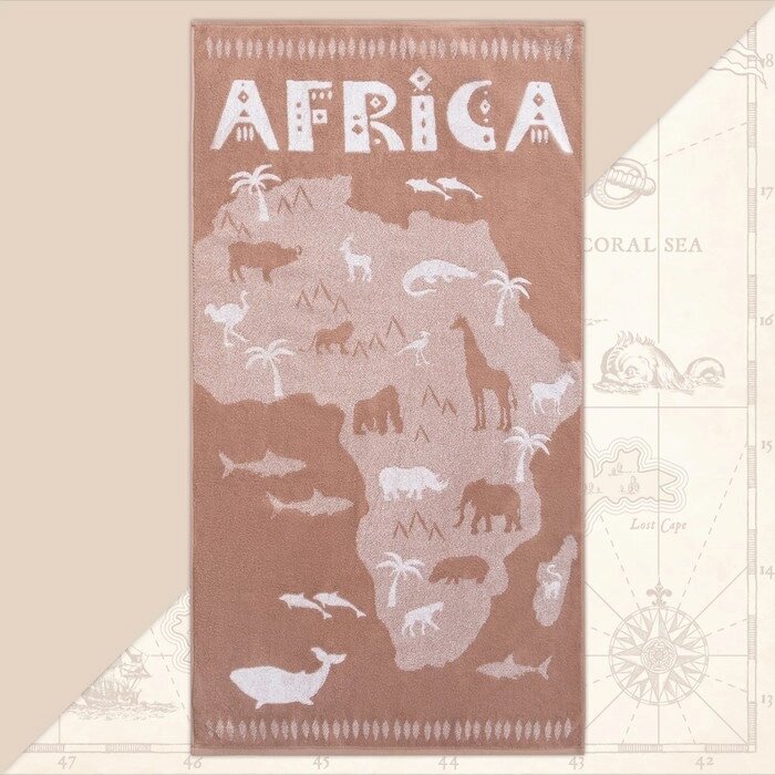 Полотенце махровое Этель Africa, 70х130 см, 100% хлопок, 420гр/м2 от компании Интернет - магазин Flap - фото 1