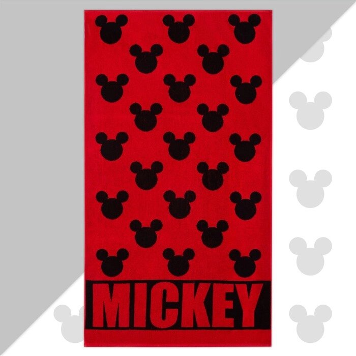 Полотенце махровое Mickey "Микки Маус", красный, 70х130 см, 100% хлопок, 420гр/м2 от компании Интернет - магазин Flap - фото 1
