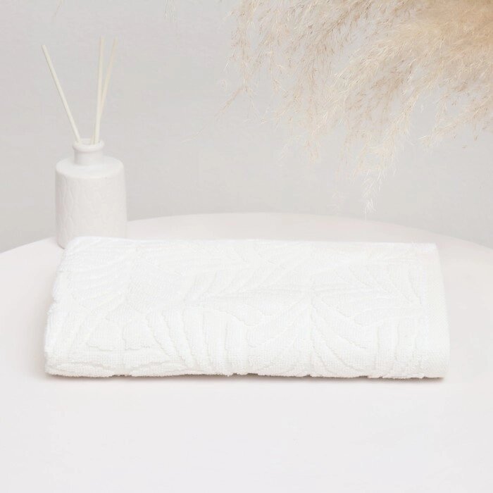 Полотенце махровое «Пальма», цвет белый, 70х130 см, хлопок, 450г/м от компании Интернет - магазин Flap - фото 1