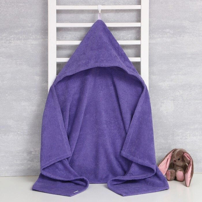 Полотенце с капюшоном Крошка Я, цв. фиолетовый 70*140 см, 100%хл, 320 г/м2 от компании Интернет - магазин Flap - фото 1