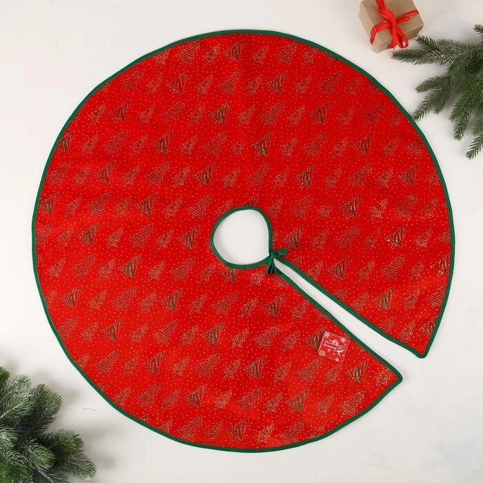 Полянка под ёлку "Ёлочки в снежинках" d-75 см, красно-зелёный от компании Интернет - магазин Flap - фото 1