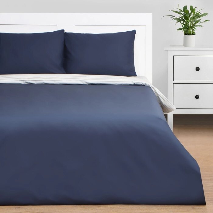 Постельное бельё Этель евро Stripes: blue, 200х215см, 214х240см, 50х70см-2 шт, перкаль,114 г/м2 от компании Интернет - магазин Flap - фото 1