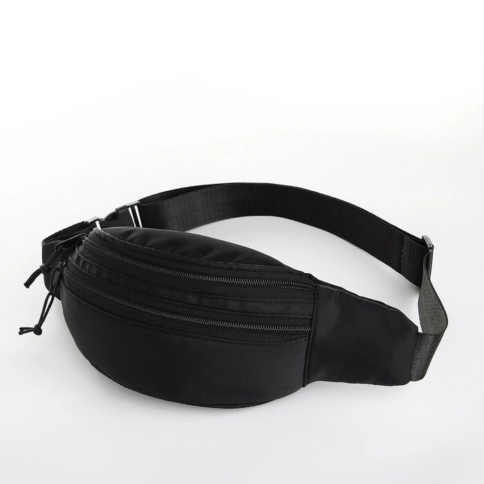 Поясная сумка на молнии, 2 кармана, цвет чёрный от компании Интернет - магазин Flap - фото 1