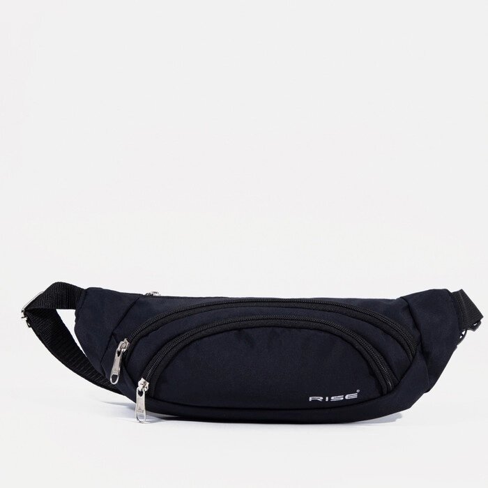 Поясная сумка на молнии, 2 наружных кармана, цвет чёрный от компании Интернет - магазин Flap - фото 1