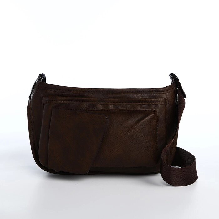 Поясная сумка на молнии, 3 наружных кармана, цвет коричневый от компании Интернет - магазин Flap - фото 1