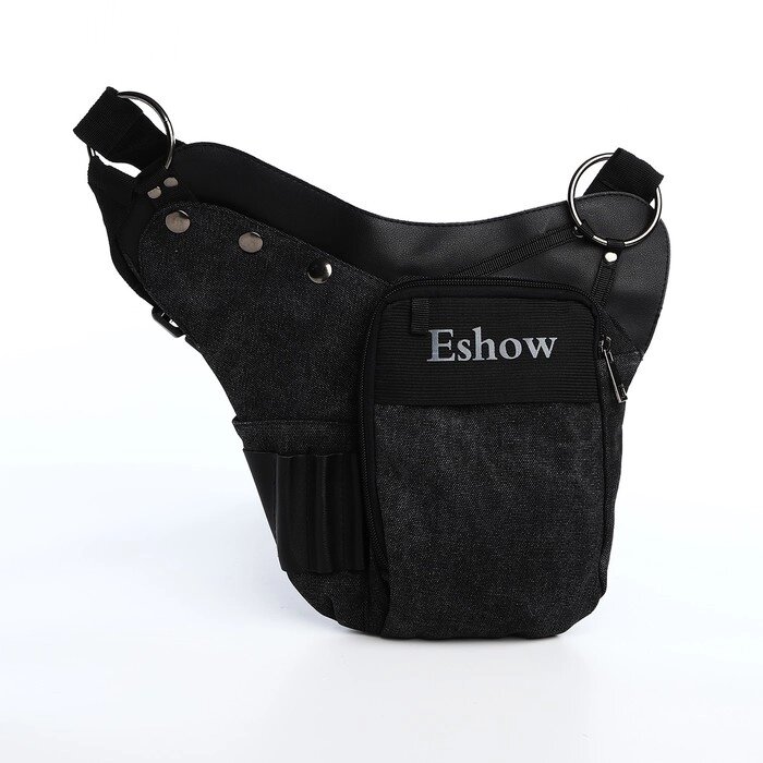 Поясная сумка на молнии, 3 наружных кармана, зацеп на бедро, цвет чёрный от компании Интернет - магазин Flap - фото 1