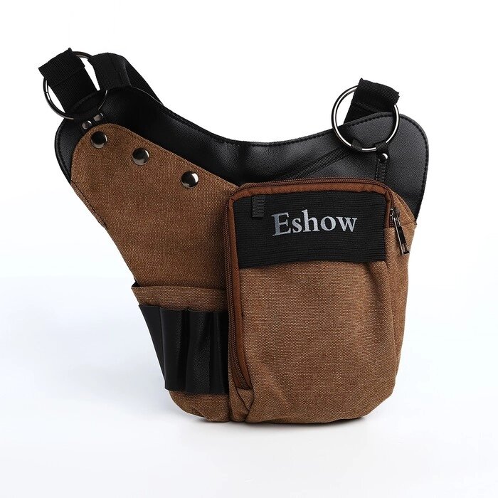 Поясная сумка на молнии, 3 наружных кармана, зацеп на бедро, цвет коричневый от компании Интернет - магазин Flap - фото 1