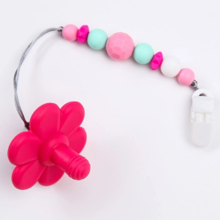 Прорезыватель - игрушка силиконовый на держателе «Цветочек"» от компании Интернет - магазин Flap - фото 1