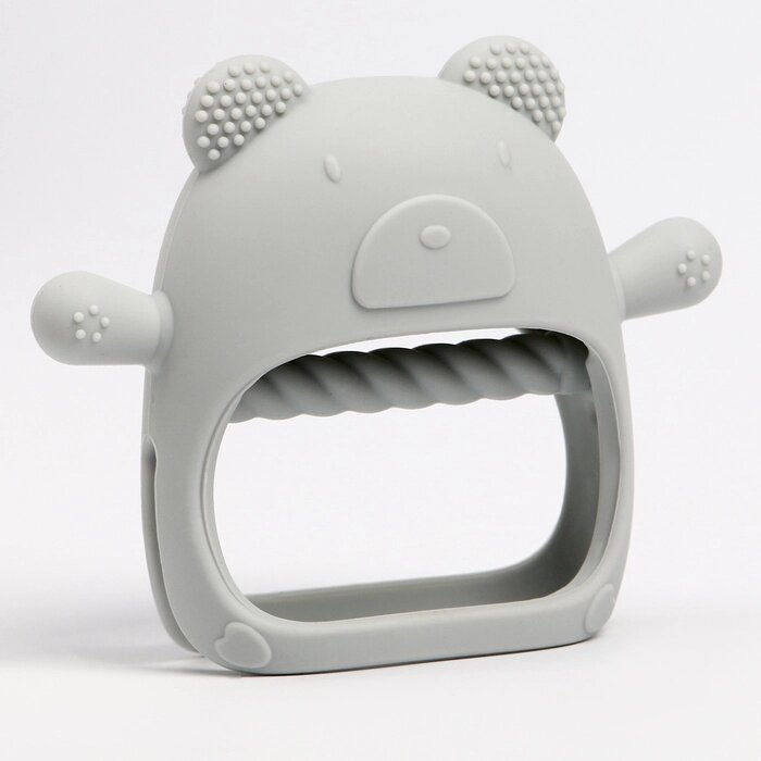 Прорезыватель зубной в форме соска «Мишка», цвет серый от компании Интернет - магазин Flap - фото 1