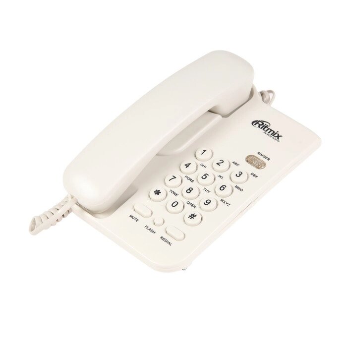 Проводной телефон Ritmix RT-311, повтор, отключение микрофона, индикация, белый от компании Интернет - магазин Flap - фото 1