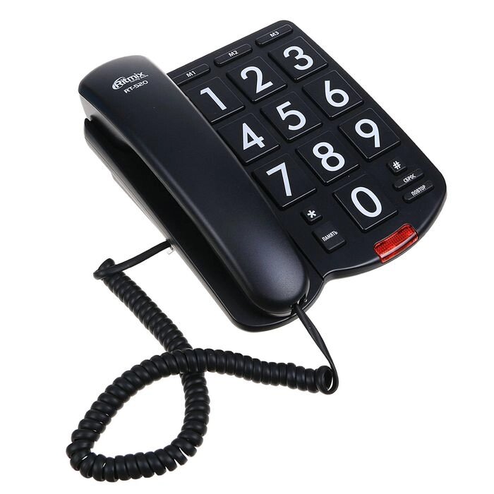 Проводной телефон Ritmix RT-520, световой индикатор, настольно-настенный, черный от компании Интернет - магазин Flap - фото 1