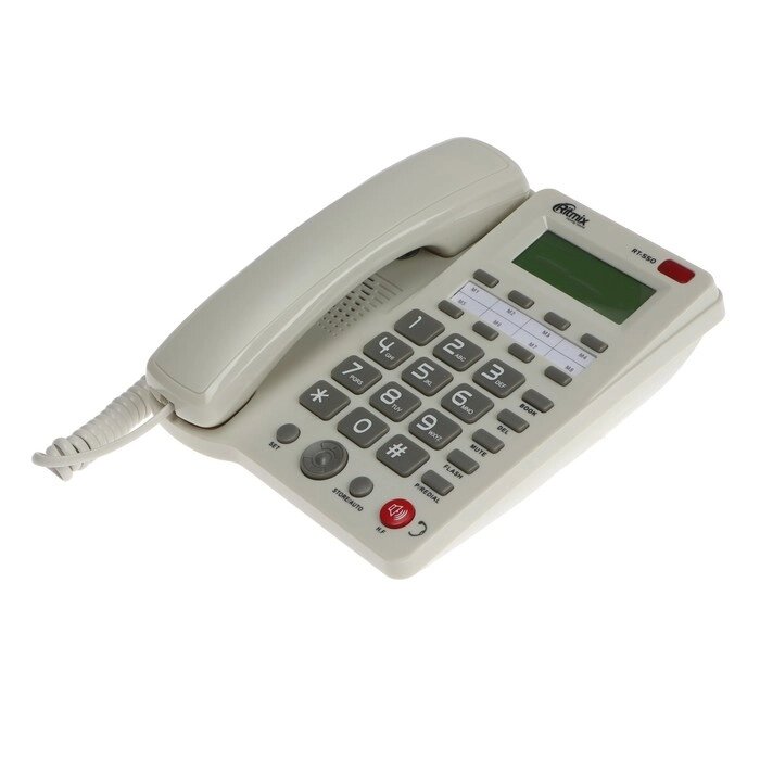Проводной телефон Ritmix RT-550, дисплей, телефонная книга, однокнопочный набор, AUX, белый от компании Интернет - магазин Flap - фото 1