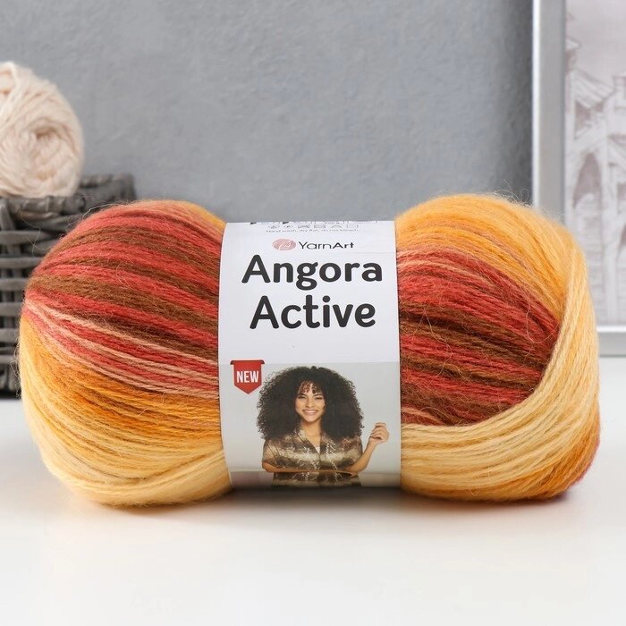 Пряжа "Angora Active" 20% шерсть, 80% акрил  500м/100гр (844 бордово-персиковый) от компании Интернет - магазин Flap - фото 1