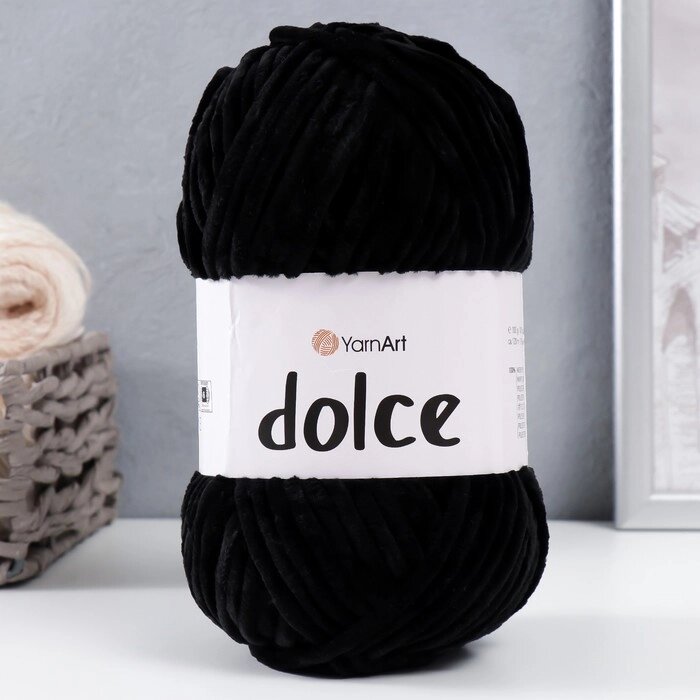 Пряжа "Dolce" 100% микрополиэстер 120м/100гр (742 черный) от компании Интернет - магазин Flap - фото 1