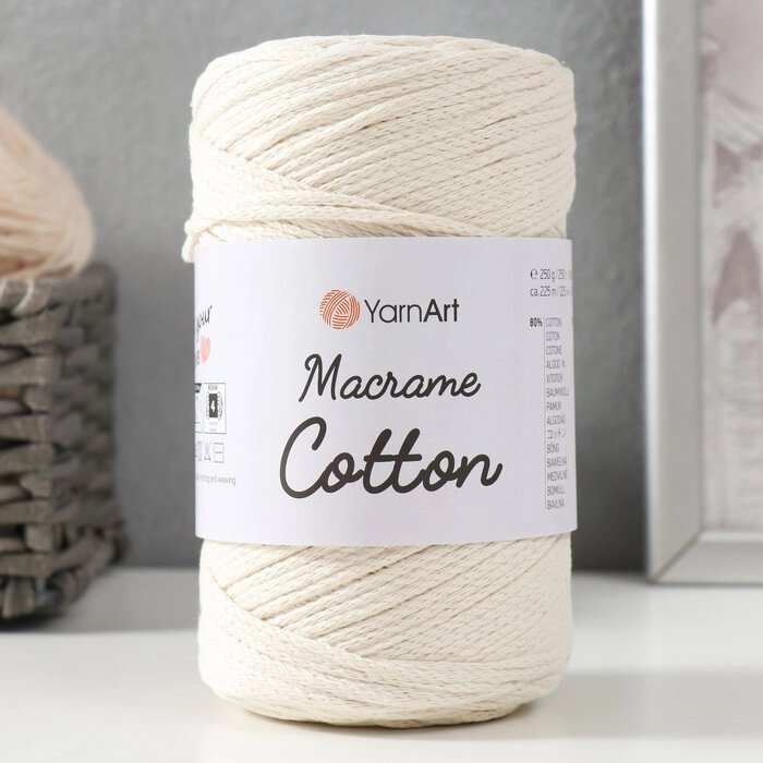 Пряжа "Macrame Cotton" 20% полиэстер, 80% хлопок 225м/250гр (752 молочный) от компании Интернет - магазин Flap - фото 1