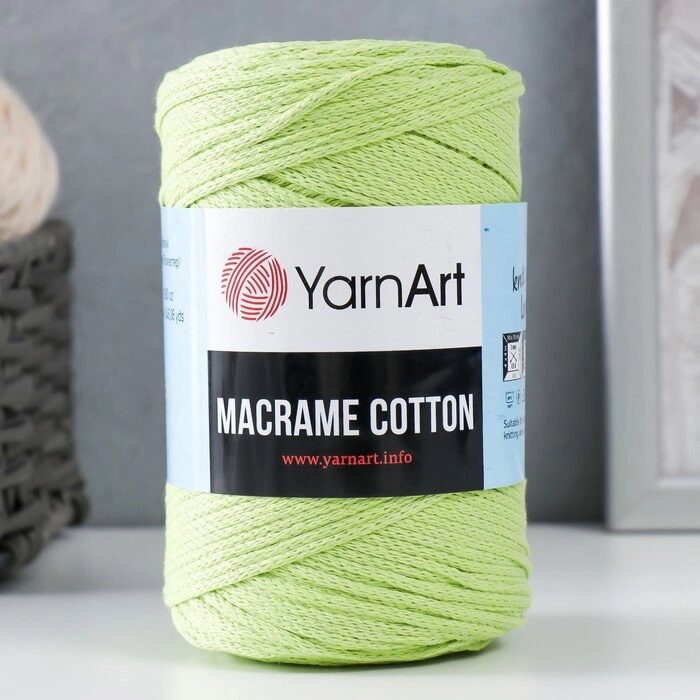 Пряжа "Macrame Cotton" 20% полиэстер, 80% хлопок 225м/250гр (755 салат) от компании Интернет - магазин Flap - фото 1