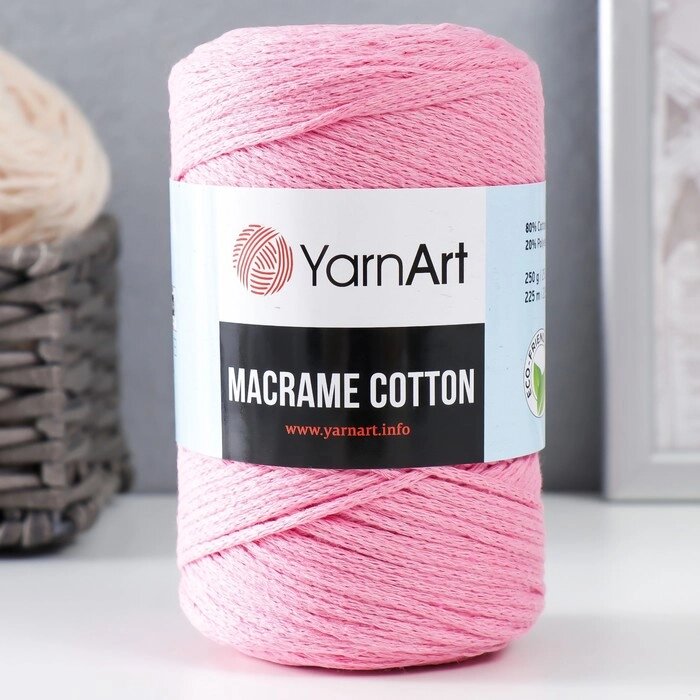 Пряжа "Macrame Cotton" 20% полиэстер, 80% хлопок 225м/250гр (779 ярк. розовый) от компании Интернет - магазин Flap - фото 1