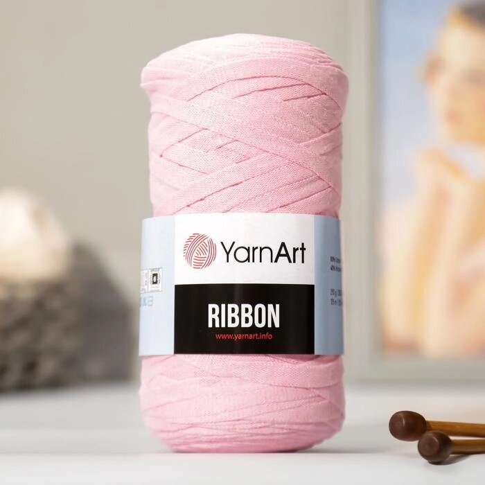 Пряжа "Ribbon" 40% полиэстер, 60% хлопок 125м/250гр (762 св. розовый) от компании Интернет - магазин Flap - фото 1