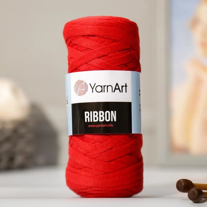 Пряжа "Ribbon" 40% полиэстер, 60% хлопок 125м/250гр (773 красный) от компании Интернет - магазин Flap - фото 1