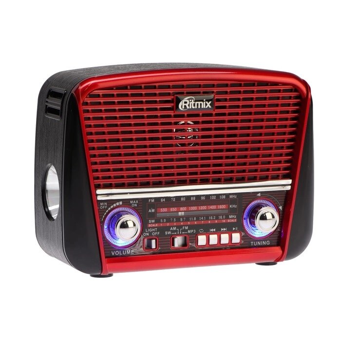 Радиоприемник Ritmix RPR-050 RED, функция MP3-плеера, фонарь, красный от компании Интернет - магазин Flap - фото 1
