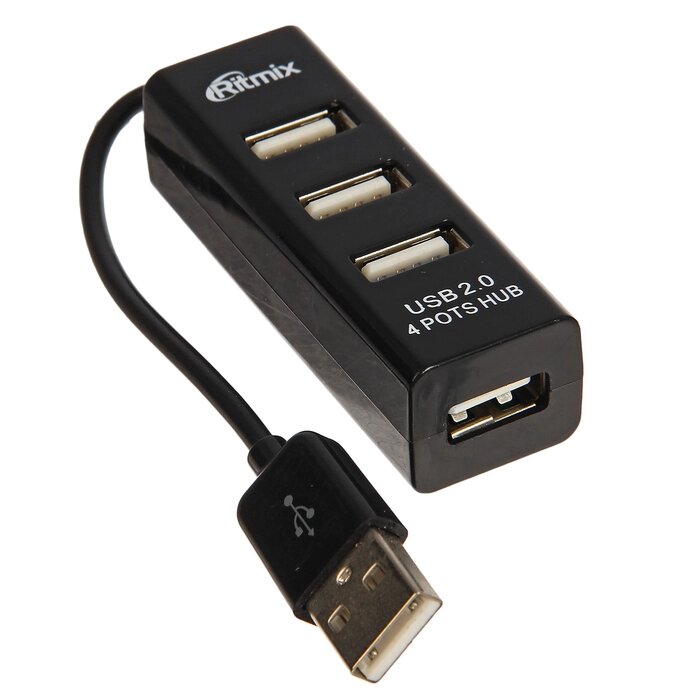 Разветвитель USB (Hub) Ritmix CR-2402, 4 порта, USB 2.0, черный, от компании Интернет - магазин Flap - фото 1