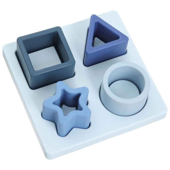 Развивающая игрушка - сортер «Изучаем фигуры», пищевой силикон, цвет голубой, Mum&Baby от компании Интернет - магазин Flap - фото 1