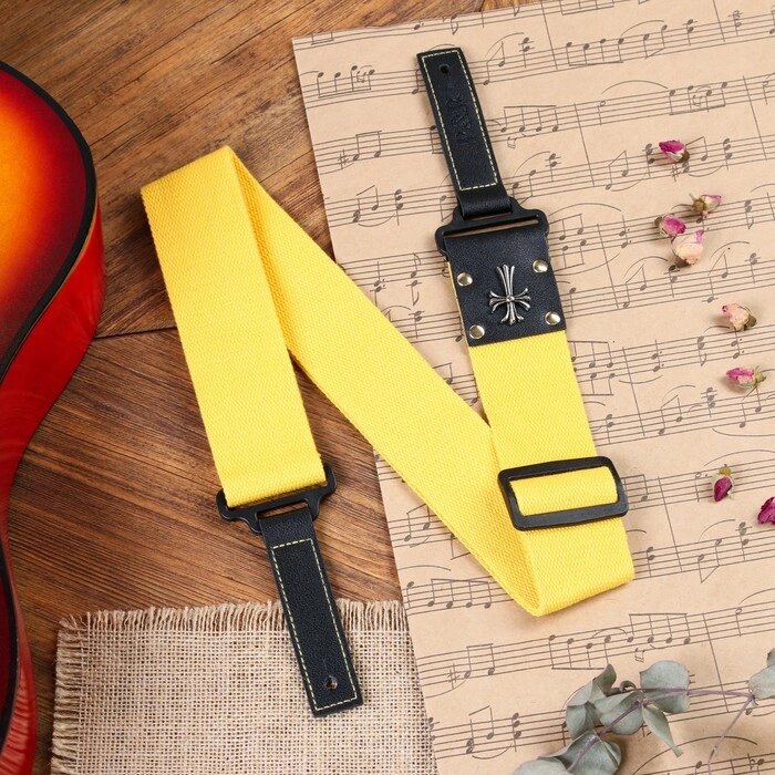 Ремень для гитары Music Life Крест, желтый, 95-155 см от компании Интернет - магазин Flap - фото 1