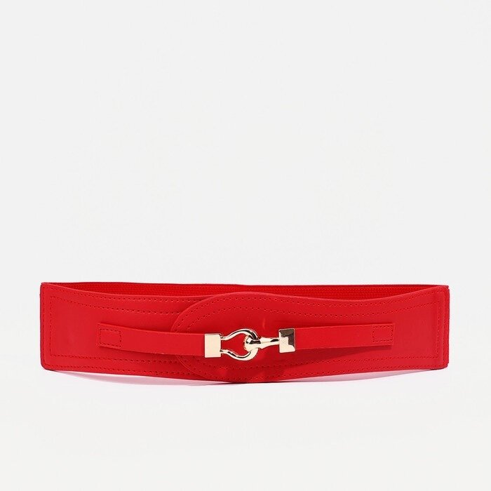 Ремень женский, ширина 6 см, на резинке, пряжка металл, цвет красный от компании Интернет - магазин Flap - фото 1