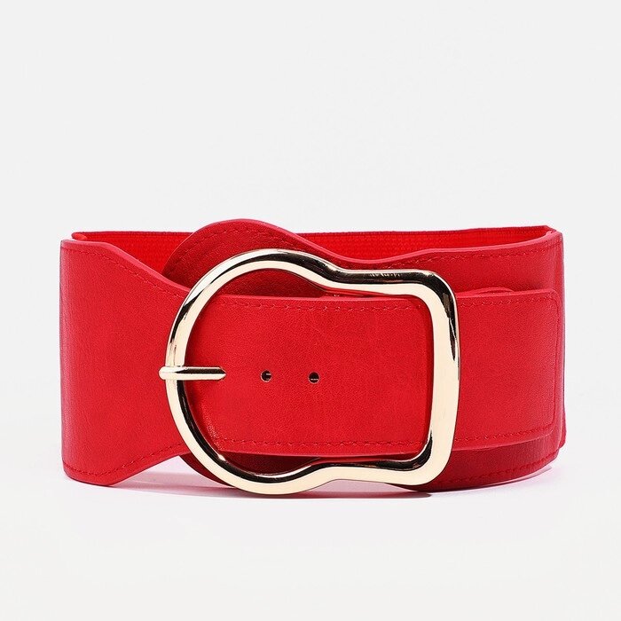 Ремень женский, ширина 8 см, на резинке, пряжка металл, цвет красный от компании Интернет - магазин Flap - фото 1