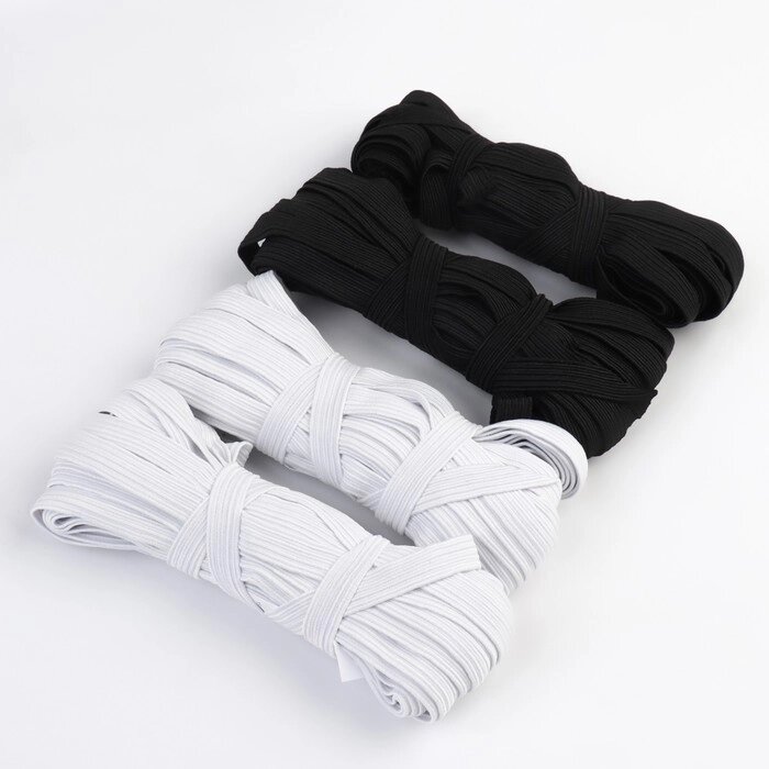 Резинки бельевые «Домино», 10 мм, 10  1 м, 4 шт, цвет белый/чёрный от компании Интернет - магазин Flap - фото 1
