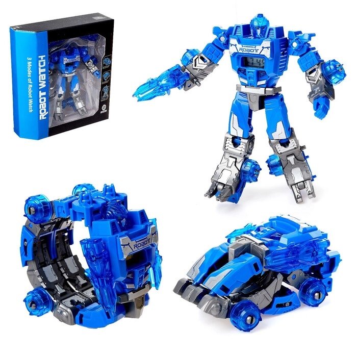 Робот «Часы», трансформируется в робота и машинку, цвет синий от компании Интернет - магазин Flap - фото 1
