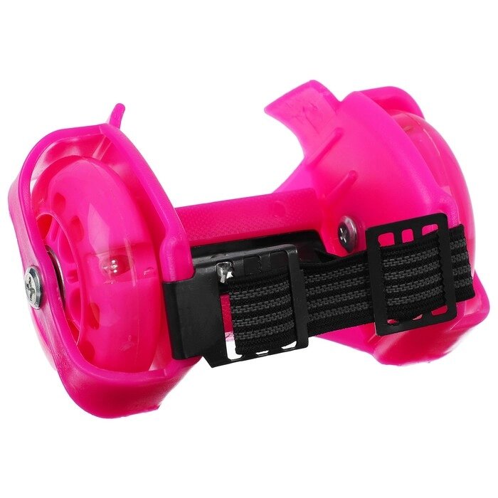 Ролики для обуви раздвижные ONLYTOP, светящиеся колёса РU 70 мм, ABEC 5, цвет розовый от компании Интернет - магазин Flap - фото 1