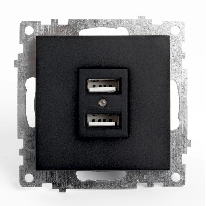 Розетка 2-местная USB (механизм), 250В, 2,1А, серия Катрин, GLS10-7115-05, черный от компании Интернет - магазин Flap - фото 1