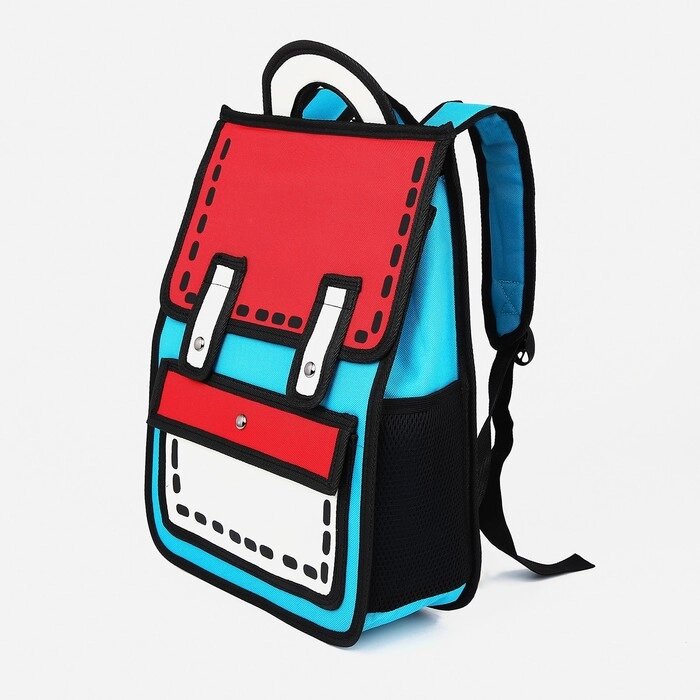 Рюкзак детский на молнии, цвет голубой/красный от компании Интернет - магазин Flap - фото 1