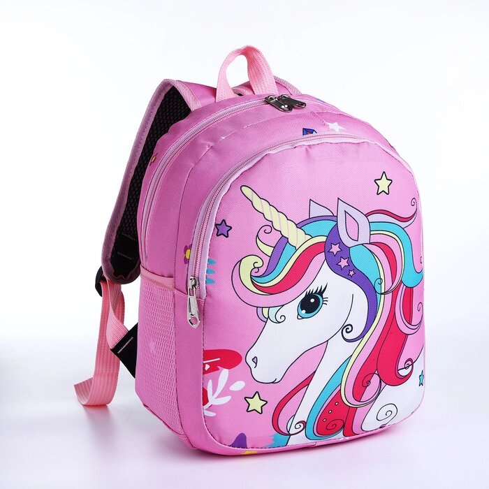 Рюкзак детский на молнии, наружный карман, цвет розовый от компании Интернет - магазин Flap - фото 1
