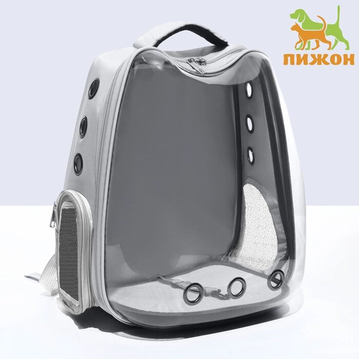Рюкзак для переноски "Котик", прозрачный, 32 х 28 х 42 см, серый от компании Интернет - магазин Flap - фото 1