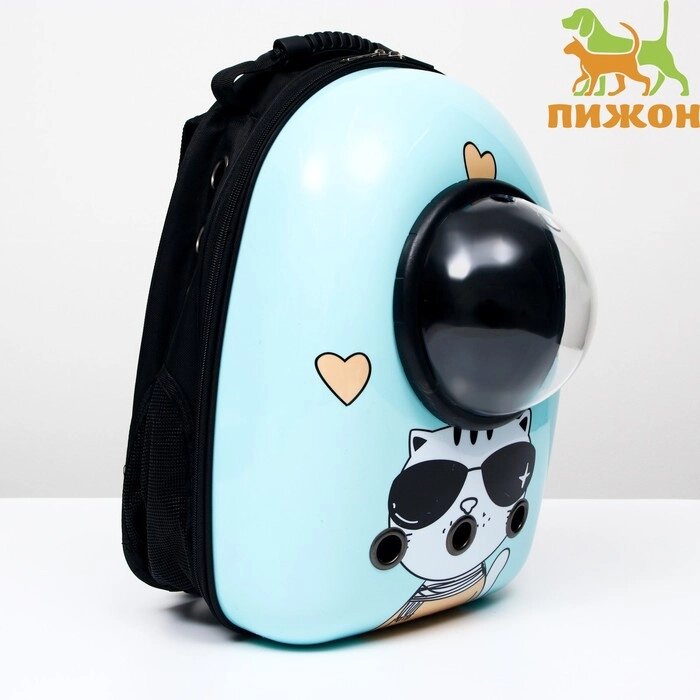Рюкзак для переноски животных "Гламуррр", с окном для обзора, 32 х 25 х 42 см, голубой от компании Интернет - магазин Flap - фото 1